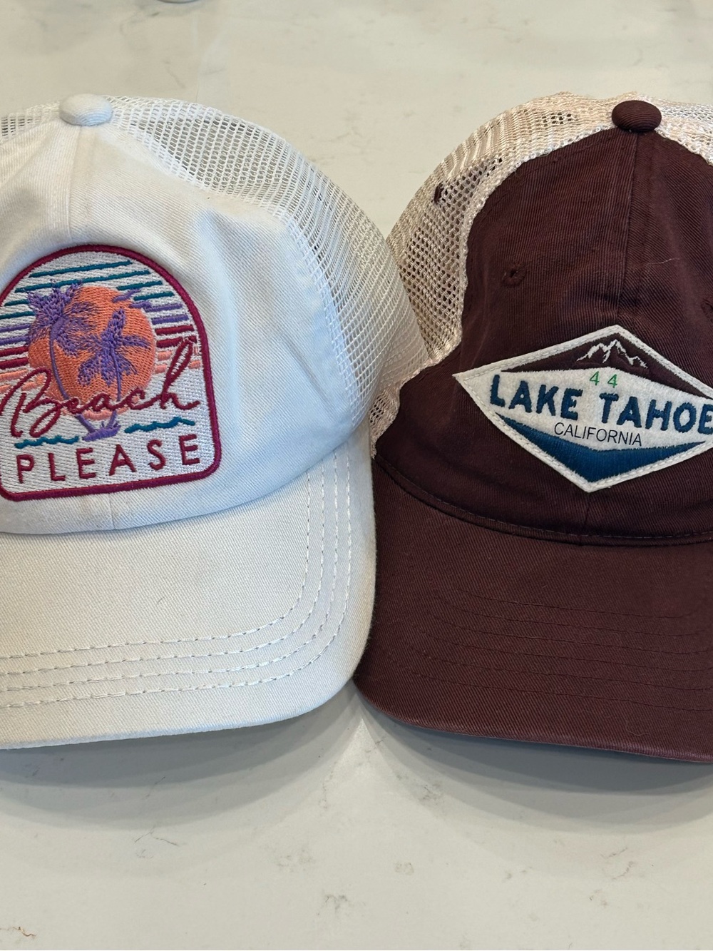 Lot 2 Lake Tahoe California Maroon and White Beach Please hat Snapback baseball